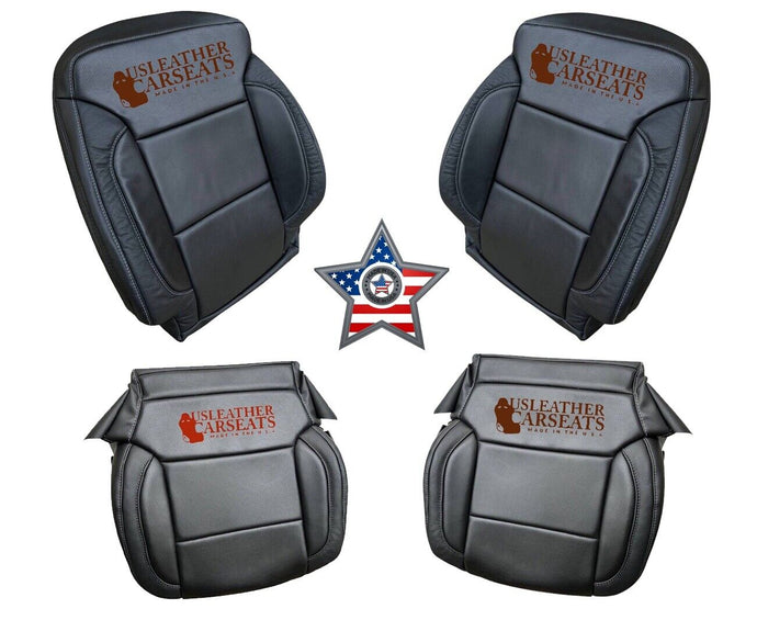 For 2014 - 2019 Chevy Silverado LTZ Full Front Leather Seat Cover Black